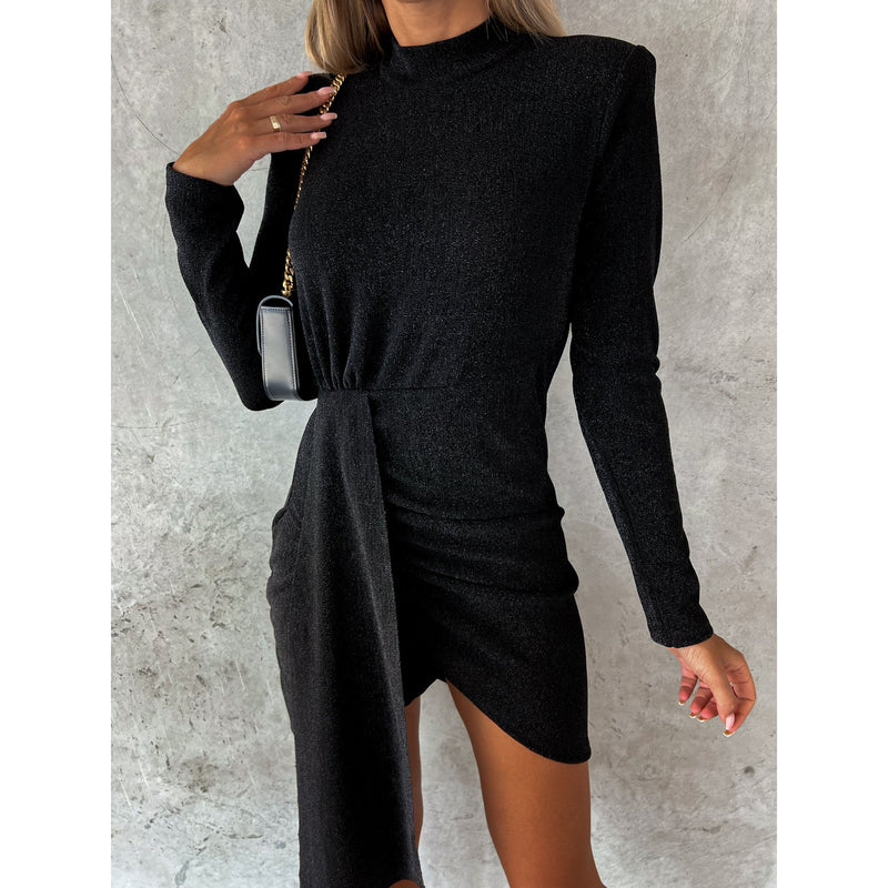 Bronzing Fashion Long Sleeve Dress - WOMONA.COM