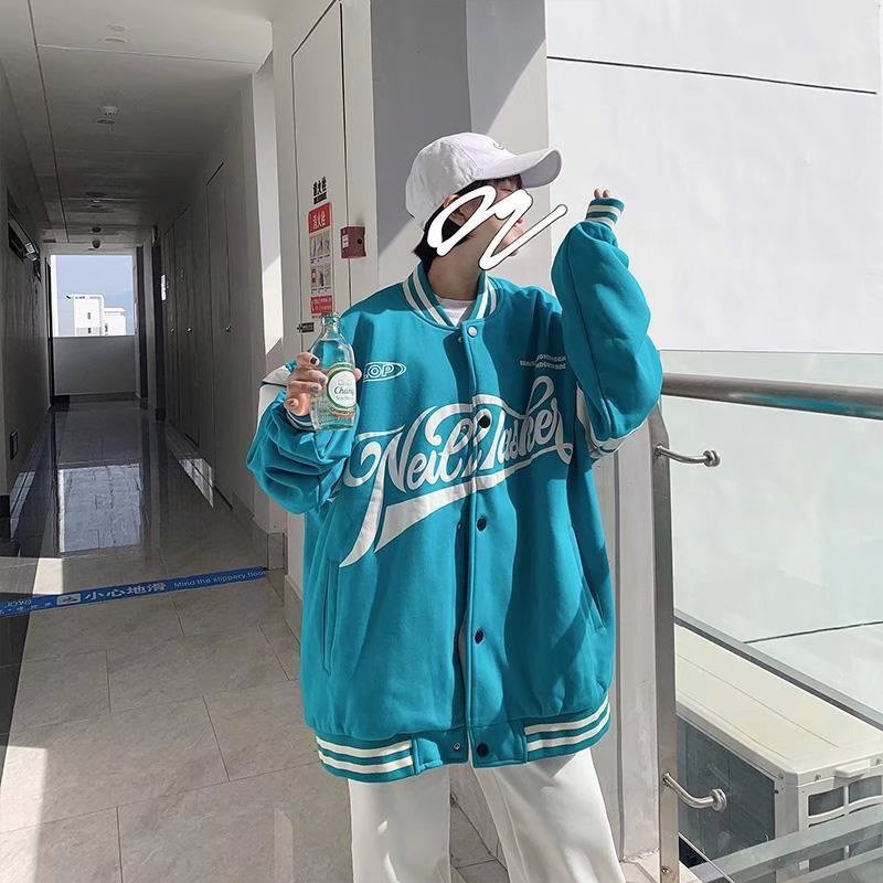 Baseball Uniform Jacket Loose Letters Men And Women Couple Jackets - WOMONA.COM