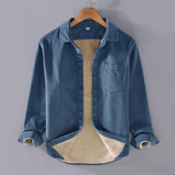 Men's Square Collar Cotton Corduroy Padded Shirt Men