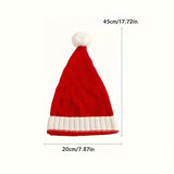 New Knitted Christmas Hat With Fur Ball