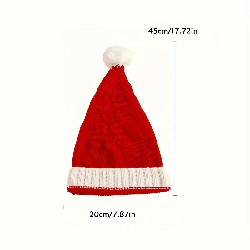 New Knitted Christmas Hat With Fur Ball