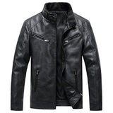 Casual Korean-style Stand Collar PU Leather Jacket