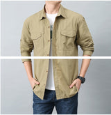 Multi-pocket Workwear Short Sleeve Shirt - WOMONA.COM