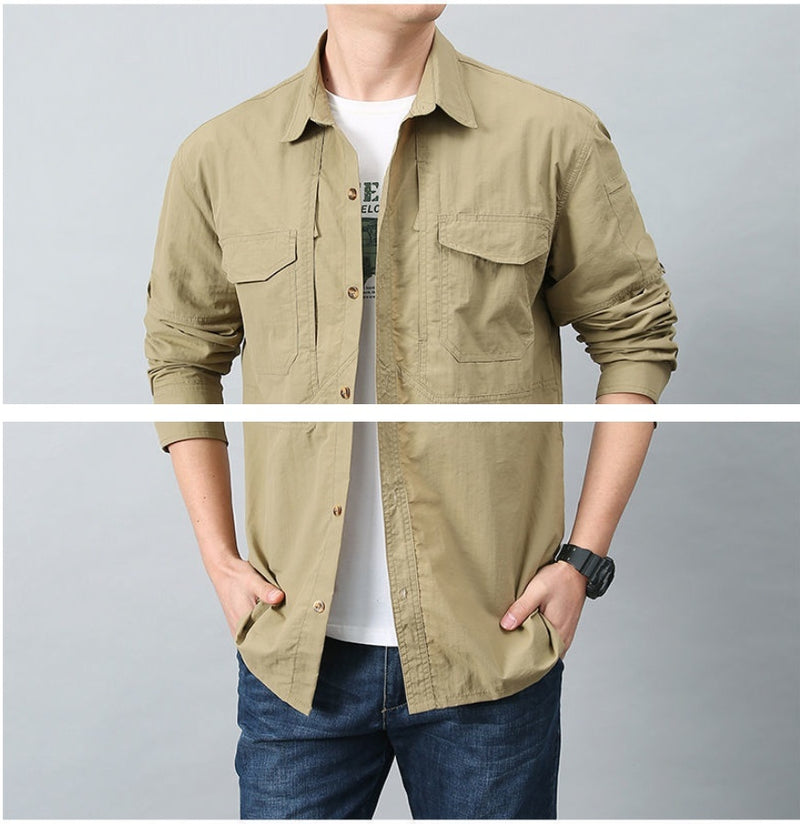 Long Sleeve Shirt Men's Multi-pocket Workwear Short Sleeve Shirt