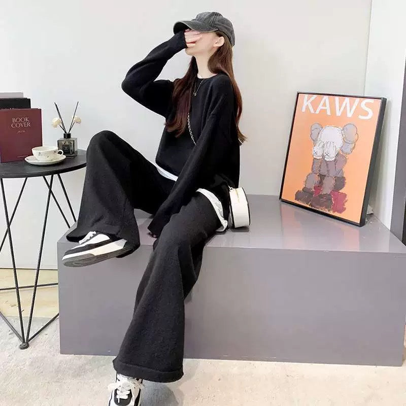 Women's Graceful And Fashionable Fake Two Pieces Sweaters Suit - WOMONA.COM