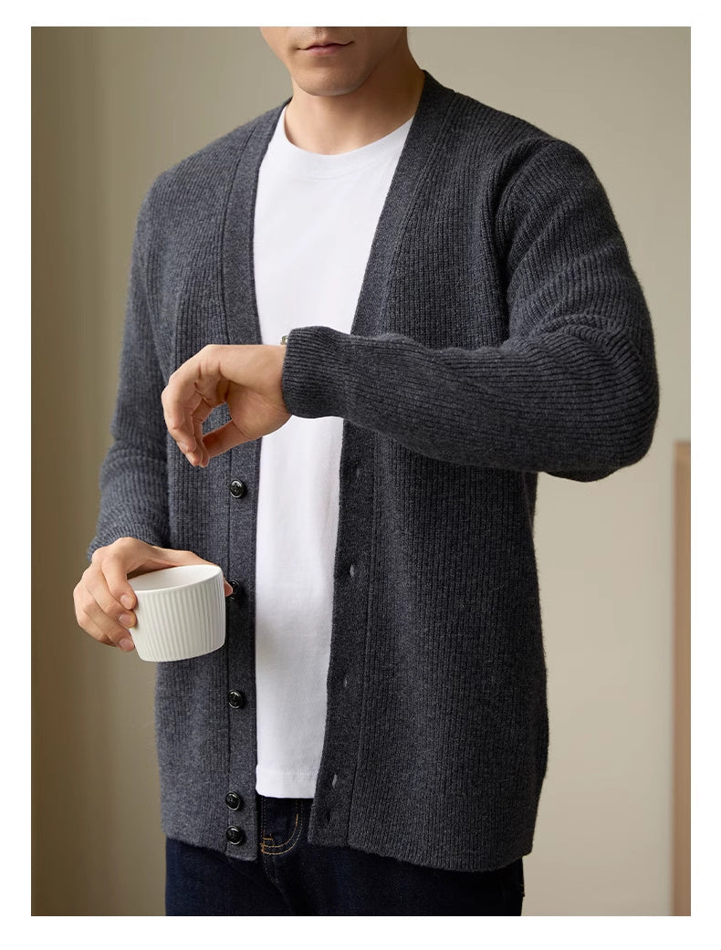 Wool Warm Cardigan Knitted Coat V-neck Casual American Men's Clothing Autumn And Winter