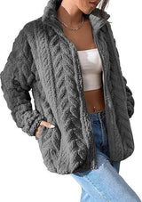 Cardigan Stehkragen Polar Fleece Jacke