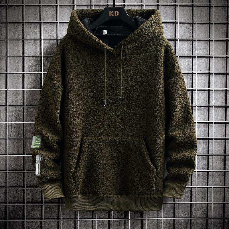 Lamb Wool Sweatshirt Velvet Padded Thickened Coat - WOMONA.COM
