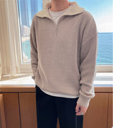 Men's Loose Half Zipper Casual Sweater Coat - WOMONA.COM