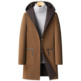 Fall Winter Hooded Double-sided Wear Wool Overcoat Men's