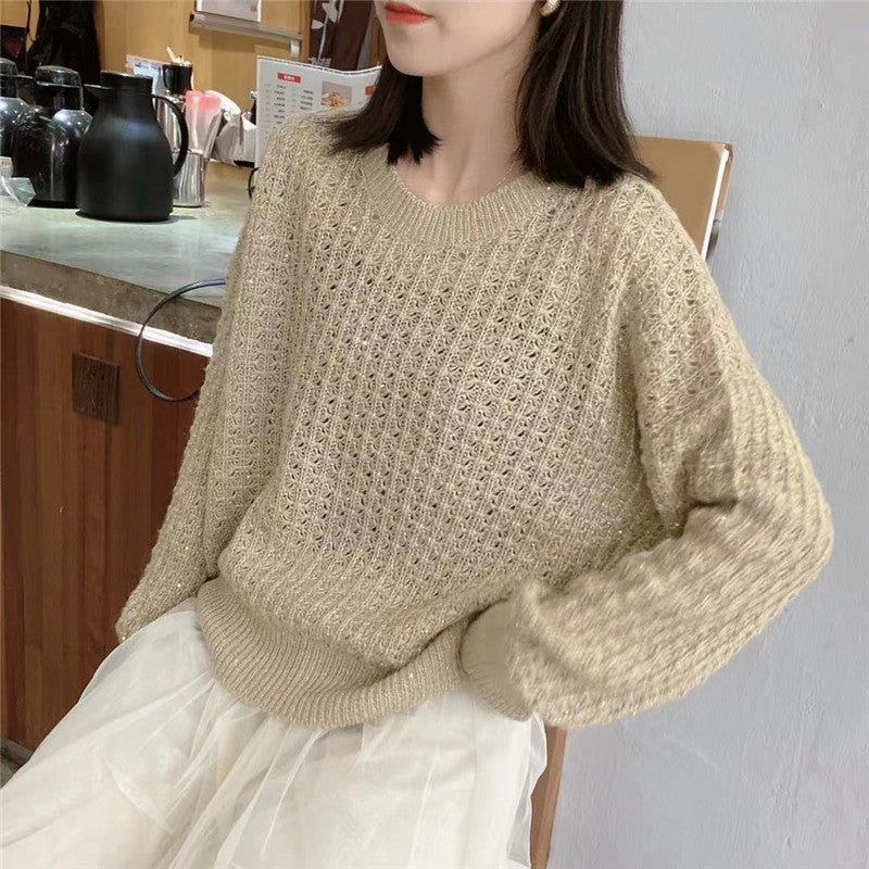 Mohair Round Neck Pullover Long Sleeve Sweater Women - WOMONA.COM