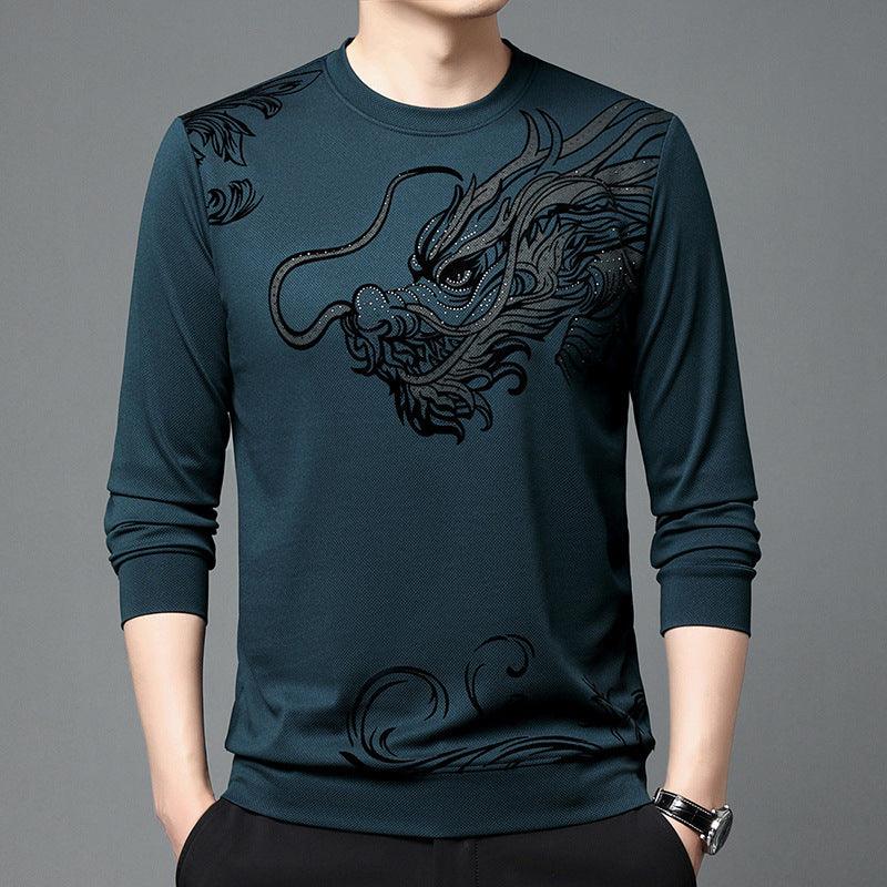 Round Neck Flocking Casual T-shirt Men - WOMONA.COM