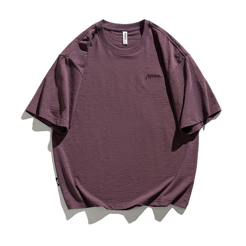Simple Embroidered Cotton T-shirt For Men - WOMONA.COM