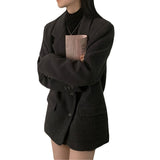 Temperament Mid-length Loose Woolen Blazer - WOMONA.COM