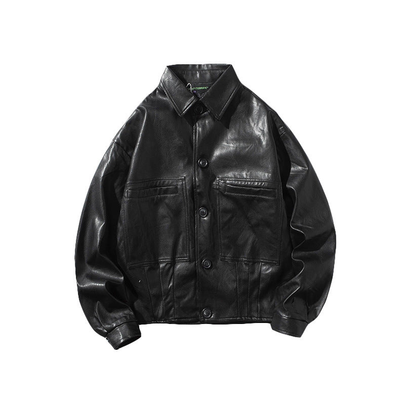 Men's Loose And Warm Leather Jacket - WOMONA.COM