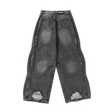 Irregular Stitching Ripped Cool Jeans - WOMONA.COM