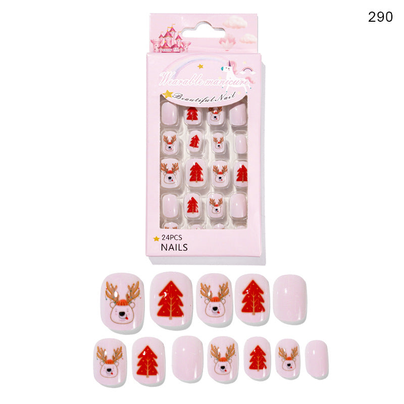 Christmas Cute Children Nails 24 Pieces Wearable - WOMONA.COM