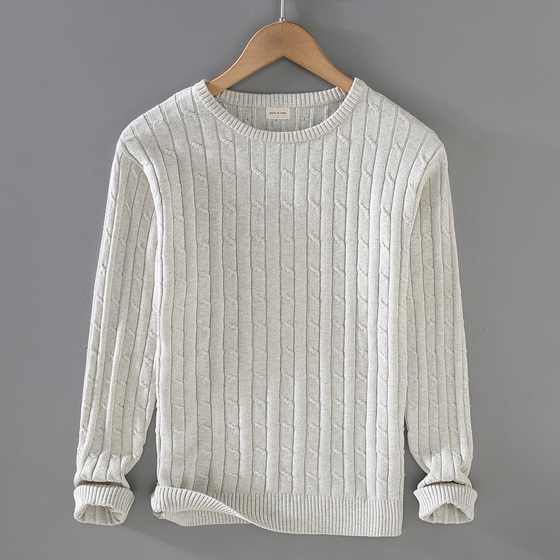 Thick Needle Solid Color Knitwear Sweater Twist Slim Fit - WOMONA.COM