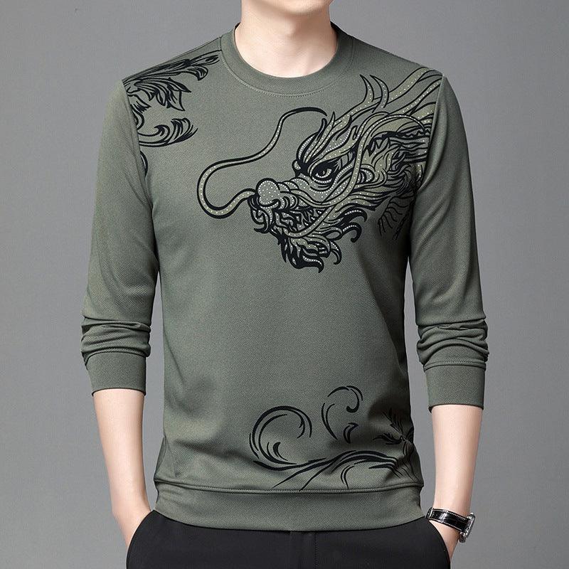 Round Neck Flocking Casual T-shirt Men - WOMONA.COM