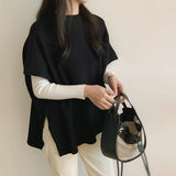 Elegant Lightly Mature Loose Slimming Cape Cloak Sweater