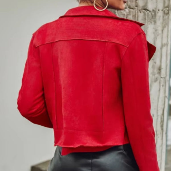 Fashion Women's Wear Suede Motorcycle Jacket - WOMONA.COM