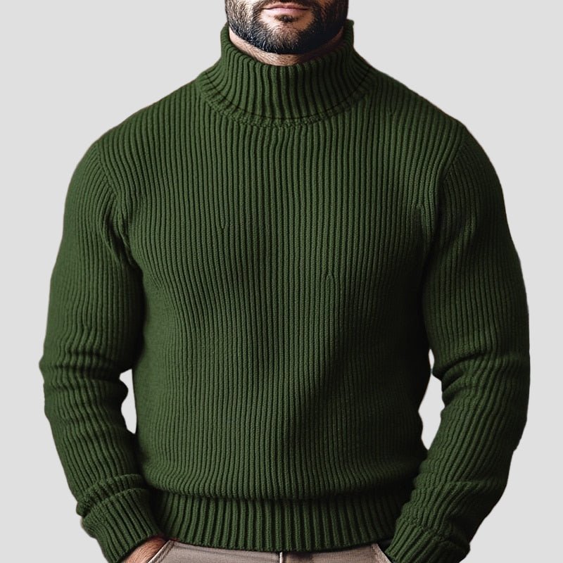 Men's Acrylic Full-Zip Ribbed Cardigan, Green - product view 1