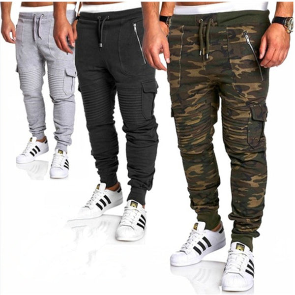 Sports Pants Striped Pleated Casual Men - WOMONA.COM