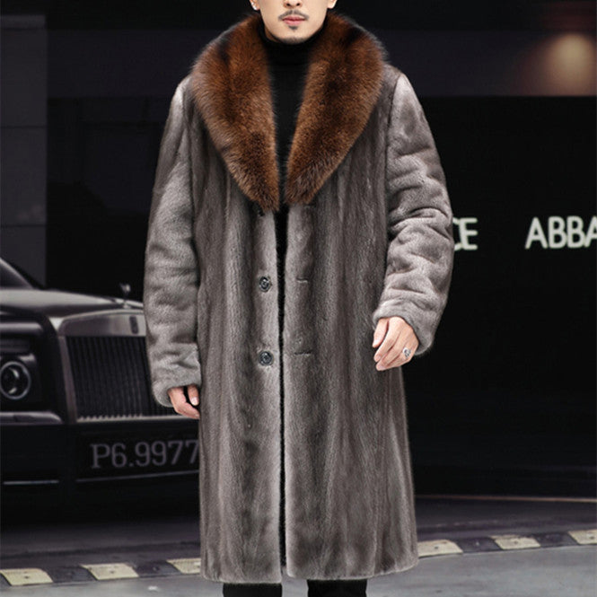 Thick Fur Long Coat Men Autumn Winter New Casual Warm - WOMONA.COM