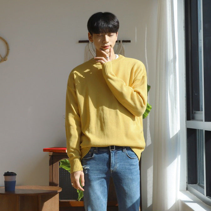 Korean Men's Round Neck Sweater Autumn And Winter - WOMONA.COM