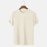 Men Summer Solid Color Round Neck Basic T-Shirts - WOMONA.COM