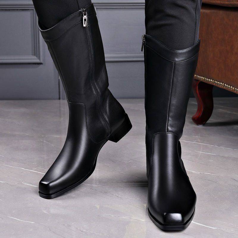 Men's Pointed Toe Business High-top Leather Boots