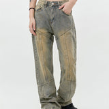 Washed Old Mud Dyed Jeans For Men And Women - WOMONA.COM