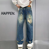 Loose Wide Leg Blue Washed Jeans