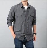 Multi-pocket Workwear Short Sleeve Shirt - WOMONA.COM