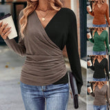 Ladies New Slim Waist Pleated Collar Top - WOMONA.COM