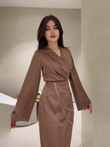 Women's Clothing Temperament Long Waist Dress - WOMONA.COM