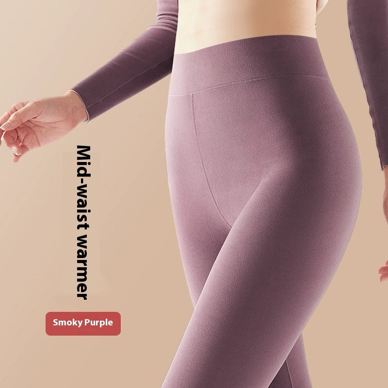 Solid Color High Waist Women's Thermal Underwear Pant