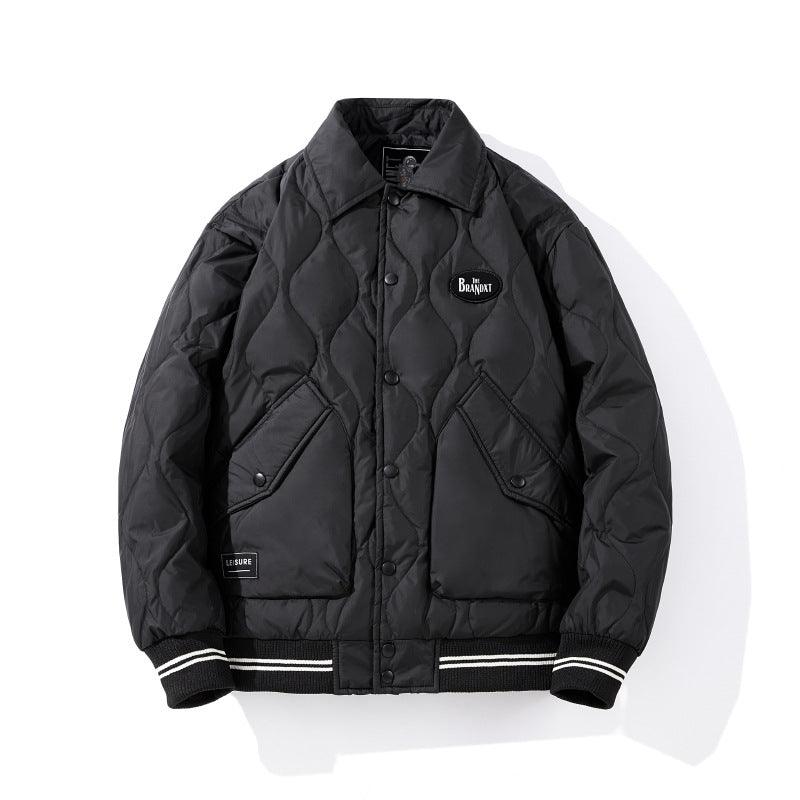 Men's Warm Thin Lapel Diamond Plaid Casual Coat - WOMONA.COM