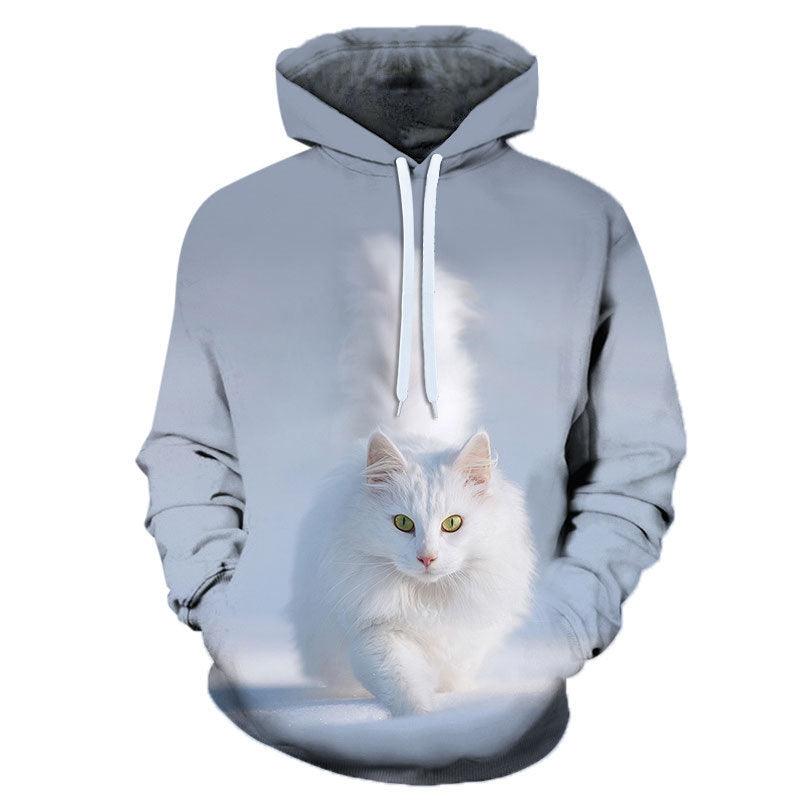 Star Couple Cat 3D Sweater Casual Round Neck Hoodie - WOMONA.COM