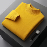 Mock Neck Sweater Men's Knitted Shirt Pure Wool - WOMONA.COM