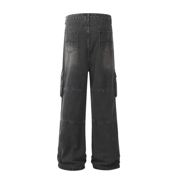 Workwear Washed And Worn Jeans For Men - WOMONA.COM