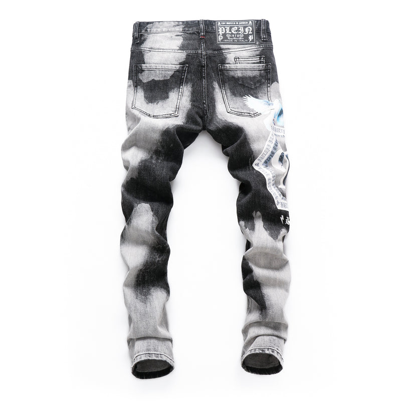 Human Bone Ripped Beggar Jeans Fashion Men - WOMONA.COM