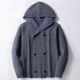 Double Breasted Thickened Hooded Sweater Coata - WOMONA.COM