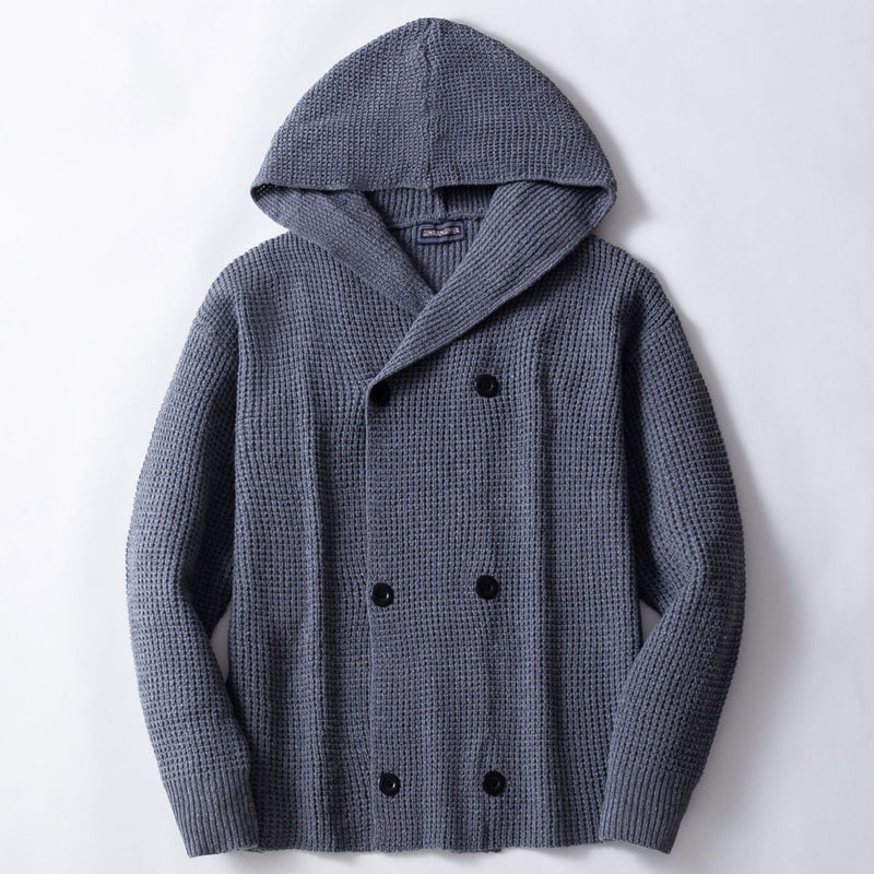 Double Breasted Thickened Hooded Sweater Coat