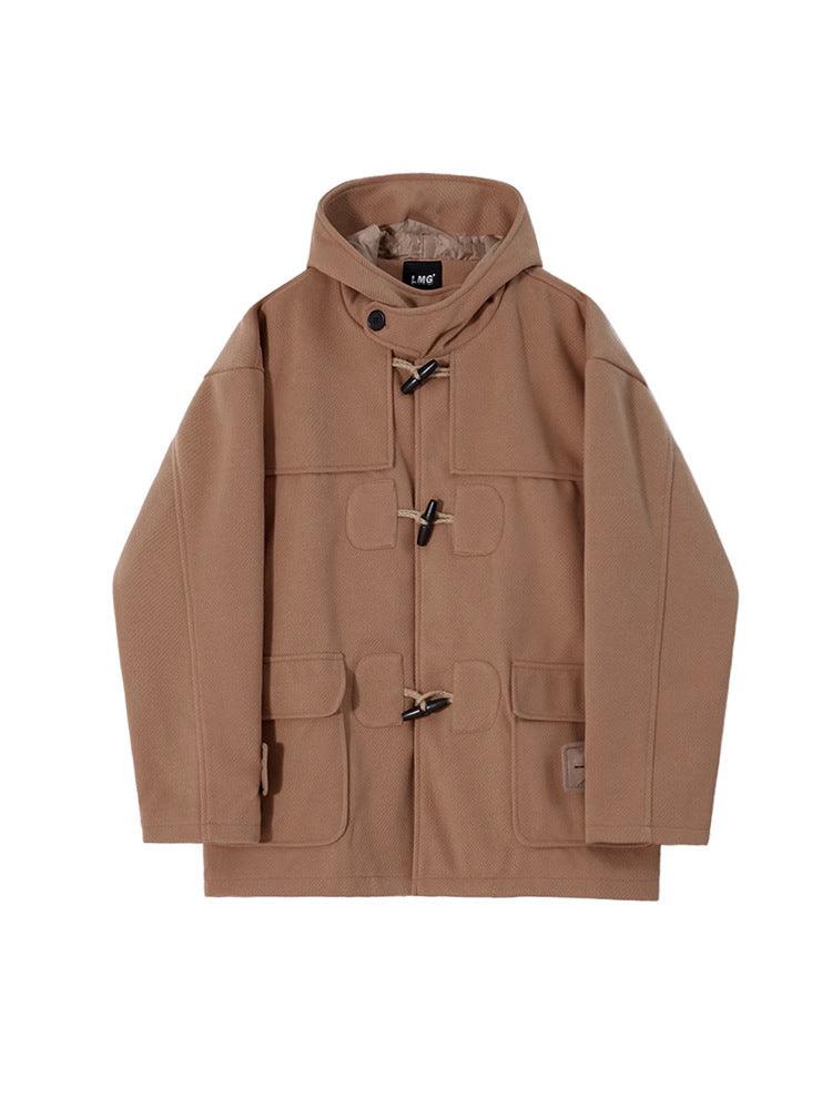 Men's Horn Button Woolen Cloth Short Coat - WOMONA.COM