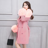 Big Fur Collar Warm Mid-length With Belt Coat