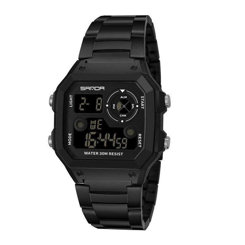 Men's Steel Band Waterproof Multi-function LED Watch Sports - WOMONA.COM