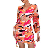 European And American Fashion Sexy Backless Print Dress - WOMONA.COM