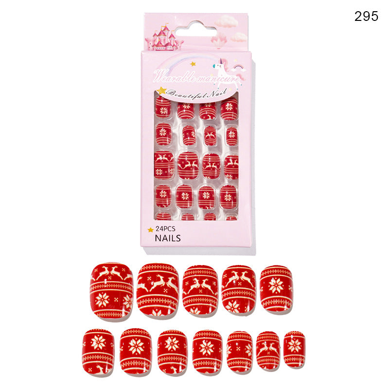 Christmas Cute Children Nails 24 Pieces Wearable - WOMONA.COM