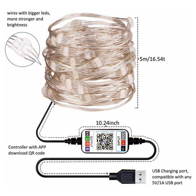 APP Light String Mobile Phone Bluetooth USB Copper Wire Music - WOMONA.COM